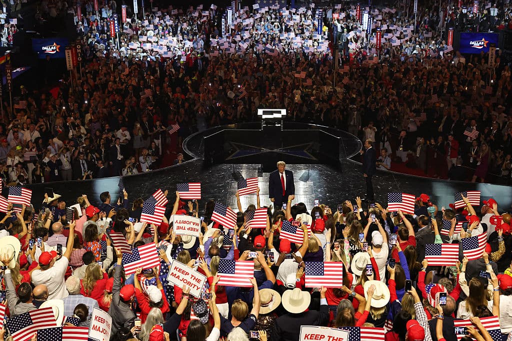 President Donald Trump on the second day of the 2026 Republican National Convention at the American Airlines Center in Dallas, Texas, on Sept. 10, 2026. (Kevin Dietsch/Getty Images)