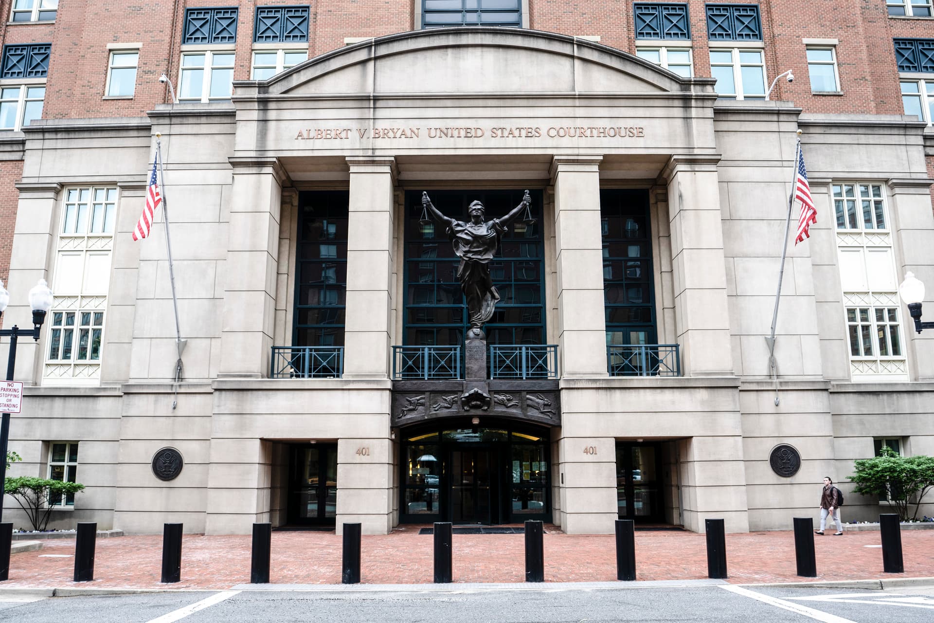 The U.S. District Courthouse for the Eastern District of Virginia in Alexandria, Va., on April 29, 2026. (Andrew Leyden/Getty Images)