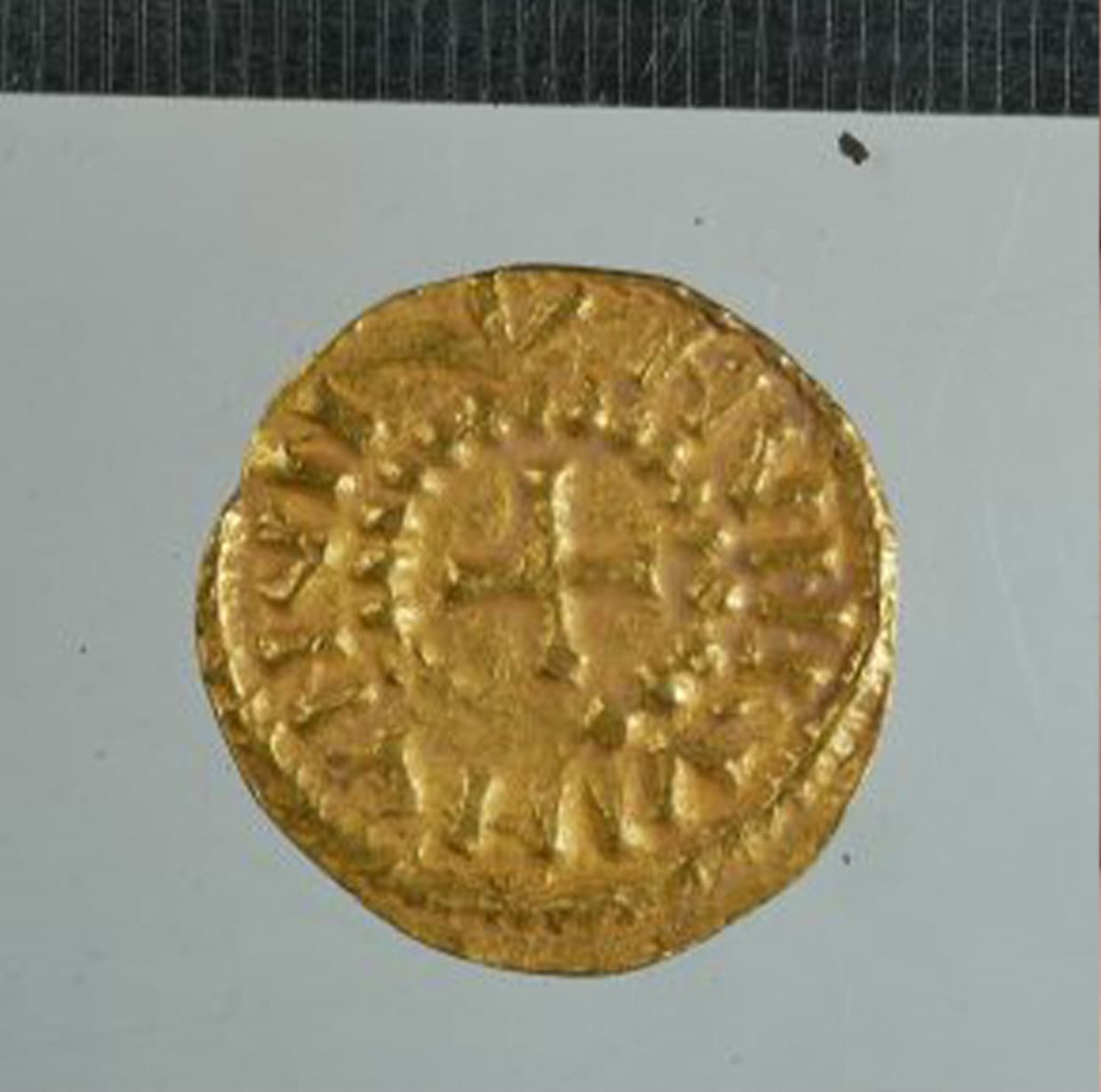 An imitation gold soldius from the Bickmarsh Hoard. (Portable Antiquities Scheme)