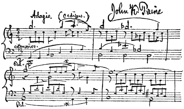 Composition which bears the signature of John Knowles Paine. (Public Domain)