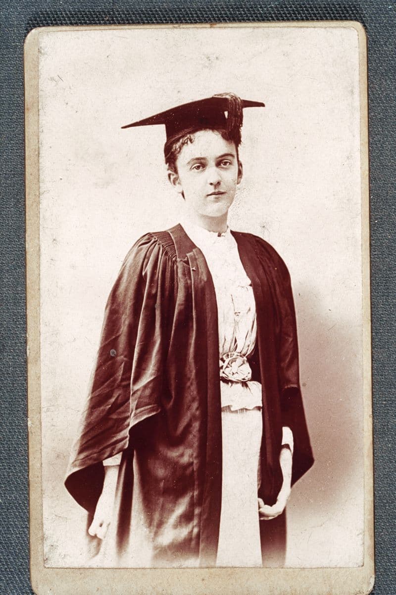 Edith Hamilton in graduation cap and gown, circa 1890s. Schlesinger Library on the History of Women in America. Harvard University. (Public Domain)
