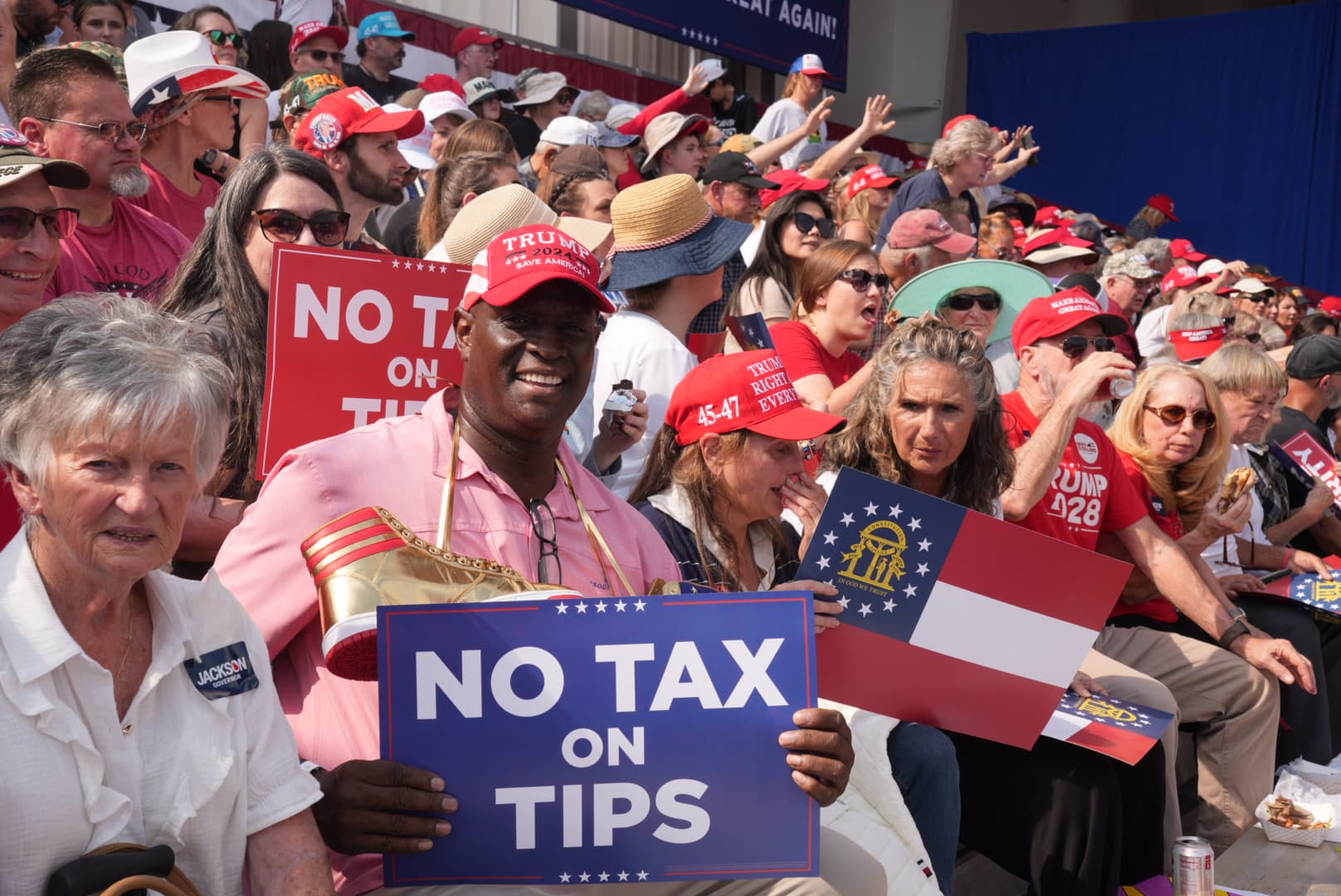 Attendees at a rally in Dalton, Ga., on Oct. 16, 2026. (Troy Myers/The Epoch Times)