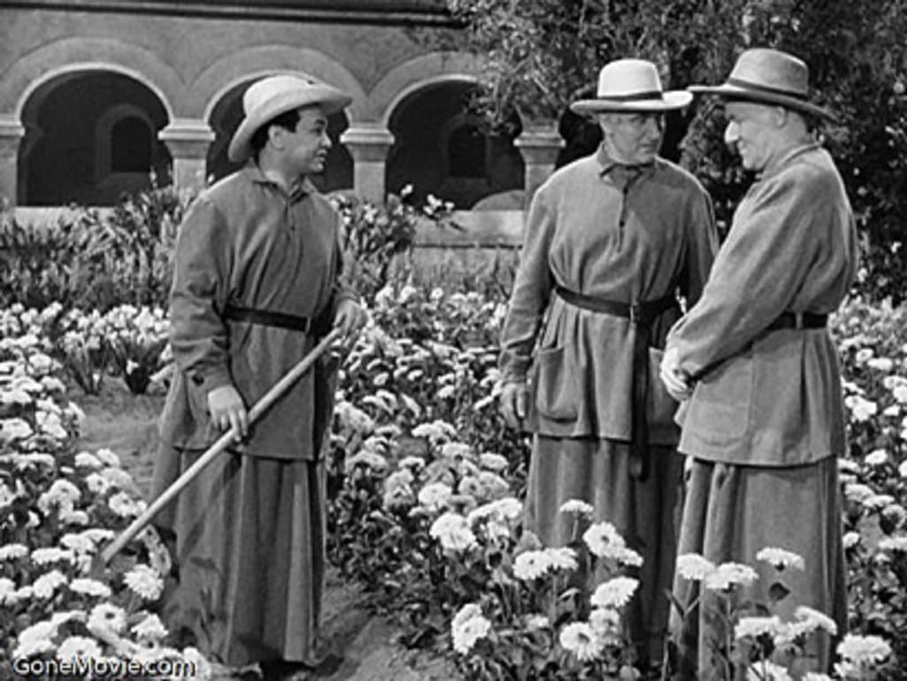 (L–R) Brother Orchid (Edward G. Robinson), Brother Superior (Donald Crisp), and Brother MacDonald (Wilfred Lucas), in "Brother Orchid." (Warner Bros.)