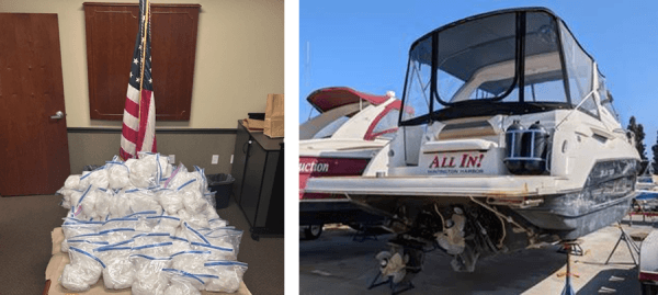Investigators in Operation Cold Route seized 300 pounds of methamphetamine, 10 guns, and a boat, authorities said. (U.S. DOJ)