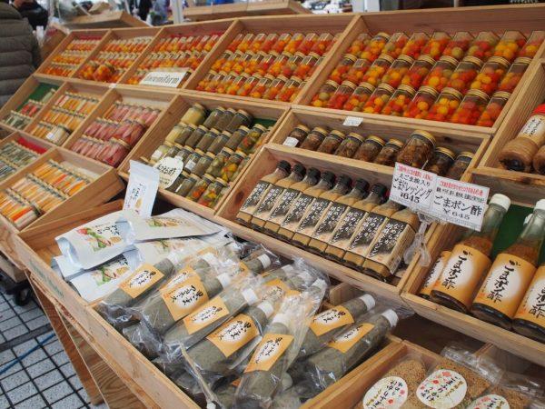 Sesame paste and miso paste are sold at UNU Farmer’s Market in Omotesando, Tokyo. (Won Xue Li/Epoch Times)