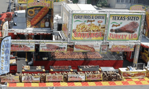 A vendor stand at the Los Angeles County Fair in Pomona, Calif. on Sept. 8, 2018. (Mandy Huang/The Epoch Times)