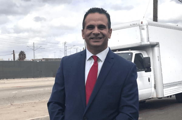 California Controller candidate Konstantinos Roditis attended the press conference but felt disappointed near LAX on Oct. 3. (Mandy Huang/The Epoch Times)