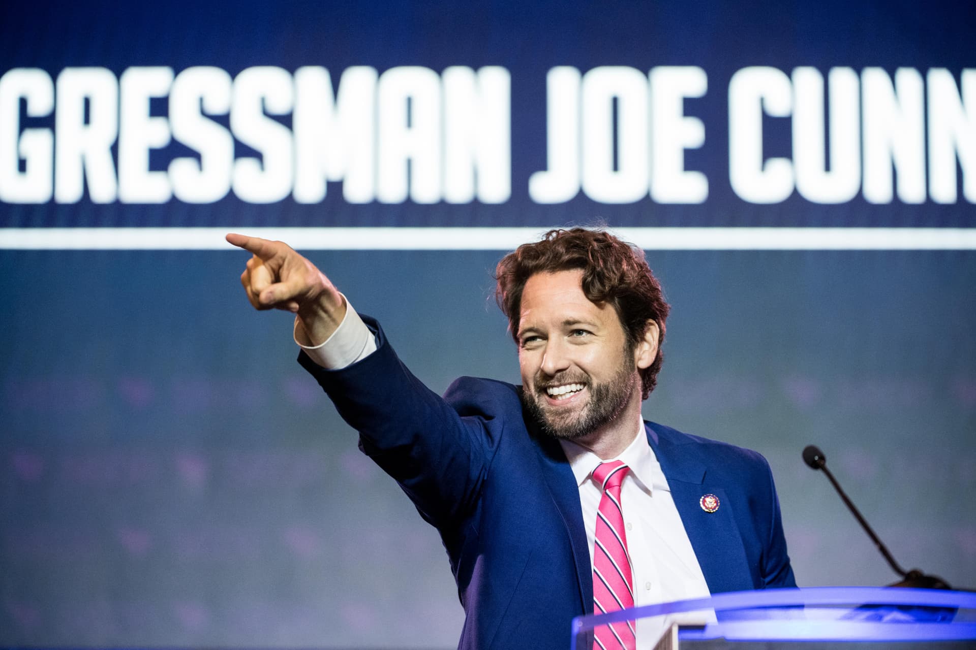 Rep. Joe Cunningham (D-S.C.) addresses the crowd at the South Carolina Democratic Party State Convention in Columbia on June 22, 2019. (Sean Rayford/Getty Images)