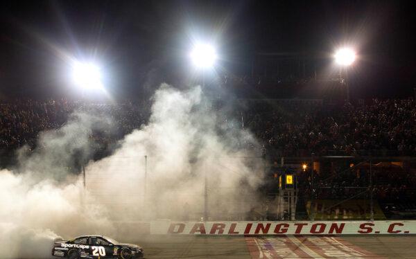 NASCAR Cup Series driver Erik Jones celebrates after winning the Bojangles' Southern 500 at Darlington Raceway, S.C., Sept. 1, 2019. (Joshua S. Kelly-USA TODAY Sports/Reuters)