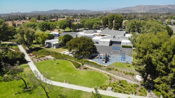 An aerial view of Sierra Vista Middle School in Irvine, Calif., on July 13, 2020. (John Fredricks/The Epoch Times)