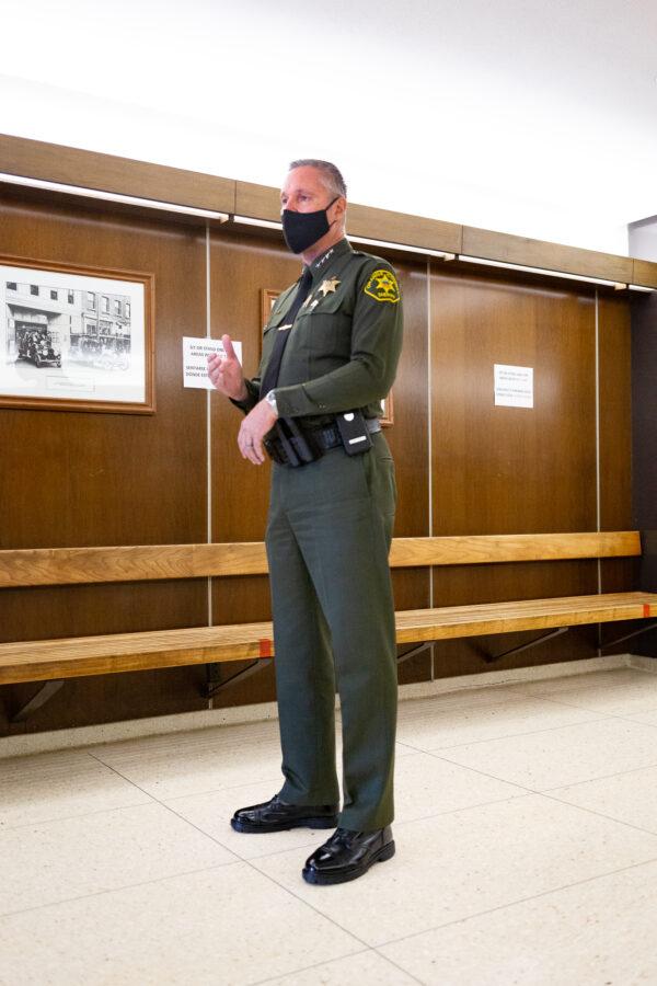 Orange County Sheriff Don Barnes attends the graduation ceremony for the Young Adult Court program at the Central Justice Center in Santa Ana, Calif., on Sept. 18, 2020. (John Fredricks/The Epoch Times)