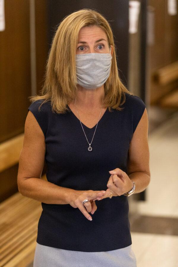 Professor Elizabeth Cauffman speaks at the Central Justice Center in Santa Ana, Calif., on Sept. 18, 2020. (John Fredricks/The Epoch Times)