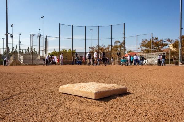 Orange County athletes and officials gather in Tustin Sports Park to discuss reopening youth sports activities in Tustin, Calif., on Oct. 19, 2020. (John Fredricks/The Epoch Times)