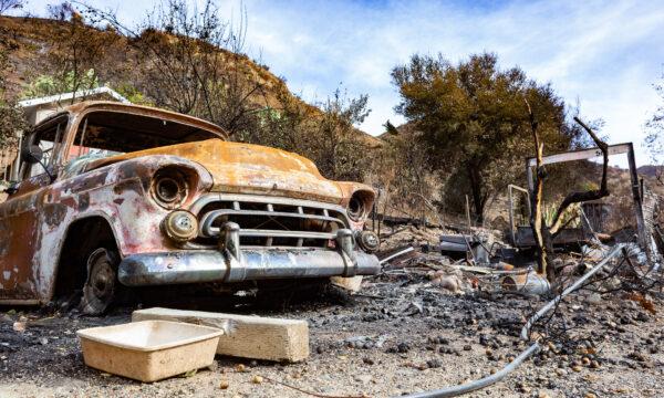 Remnants of Orange County's Bond Fire are seen in Williams Canyon, a part of Trabuco Canyon, Calif., on Dec. 23, 2020. (John Fredricks/The Epoch Times)