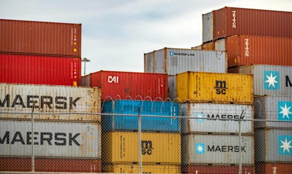 Shipping containers at the Port of Los Angeles on Jan. 12, 2021. (John Fredricks/The Epoch Times)