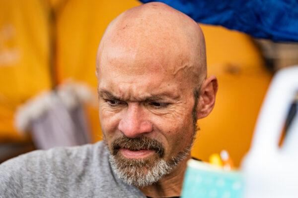 Lizotte, a homeless man who lives in a tent, is seen near Venice Beach, Los Angeles, on Jan. 27, 2021. (John Fredricks/The Epoch Times)