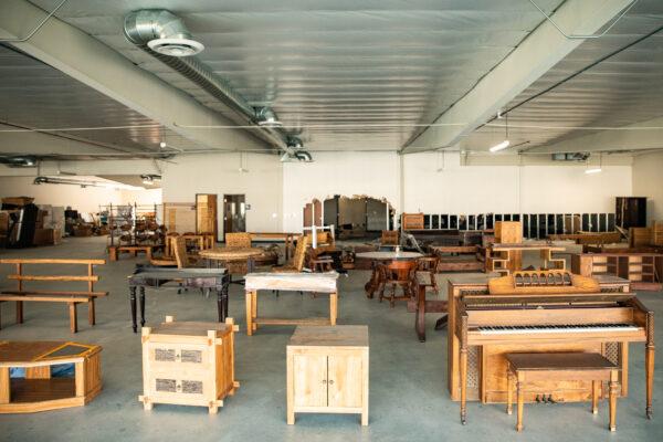 A furniture store was raided by police officers for illegal gambling operations in Anaheim, Calif., on Feb. 10, 2021. (John Fredricks/The Epoch Times)