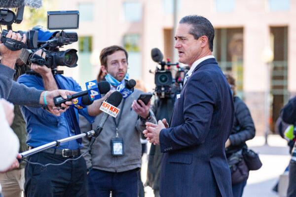 Orange County District Attorney Todd Spitzer speaks to reporters on March 16, 2021. (John Fredricks/The Epoch Times)