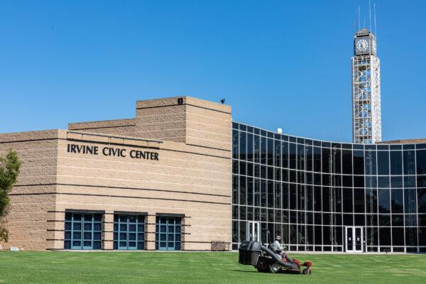 The Irvine City Hall and Civic Center building in Irvine, Calif., on October 12, 2020. (John Fredricks/The Epoch Times)