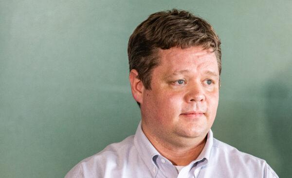 Amplify CEO Martyn Willsher speaks to media in Huntington Beach, Calif., on Oct. 6, 2021. (John Fredricks/The Epoch Times)