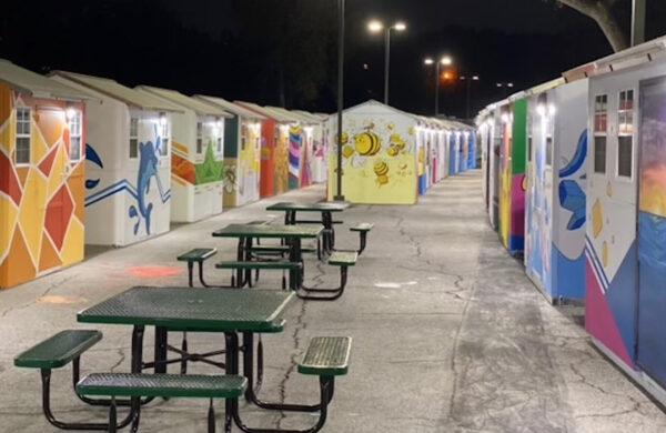 A tiny home village in Los Angeles on Oct. 20, 2021. (Jamie Joseph/The Epoch Times)