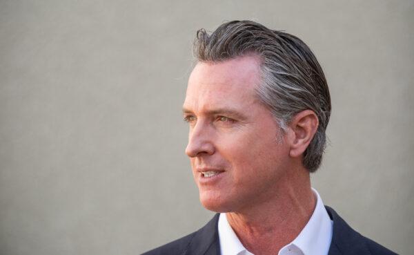 California Governor Gavin Newsom speaks at a VA Facility in Los Angeles, Calif., on Nov. 10, 2021. (John Fredricks/The Epoch Times)