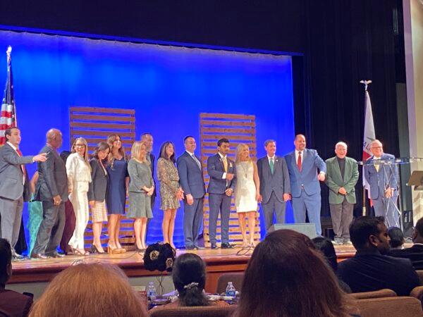Local officials were recognized at the inauguration of the International Christian Ambassadors Association in Fullerton, Calif., on Nov. 13. (Jack Bradley/The Epoch Times)