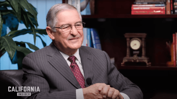 A screenshot of Irvine City Councilman Larry Agran on EpochTV’s California Insider on Nov. 23, 2021. (Screenshot)