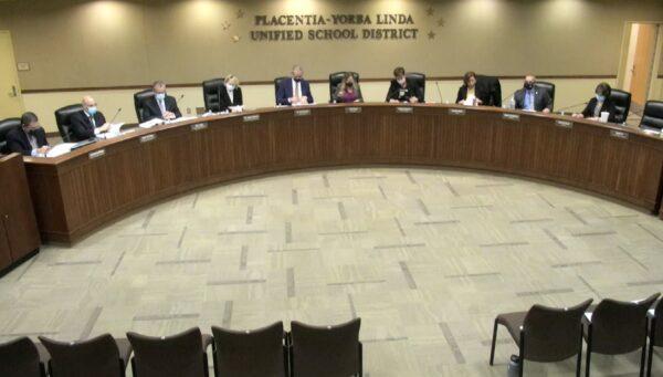 Placentia-Yorba Linda Unified School District holds a meeting on Jan. 11, 2022. (Screenshot)