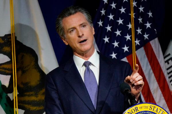 California Gov. Gavin Newsom speaks during a news conference in Sacramento, Calif., on Jan. 10, 2022. (Rich Pedroncelli/AP Photo)
