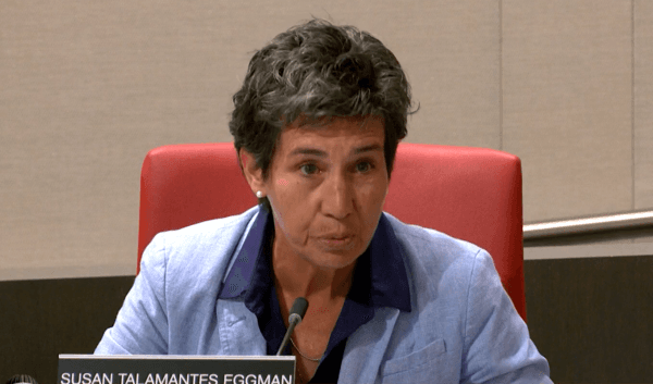 California State Senator Susan Talamantes Eggman speaks at a hearing about Senate Bill 923 in Sacramento, Calif., on April 6, 2022. (Screenshot via California State Senate)