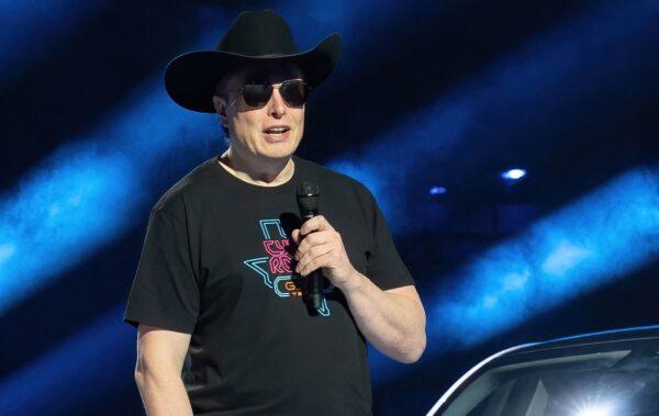 CEO of Tesla Motors Elon Musk speaks at the Tesla Giga Texas manufacturing "Cyber Rodeo" grand opening party in Austin, Texas, on April 7, 2022. (Suzanne Cordeiro/AFP via Getty Images)
