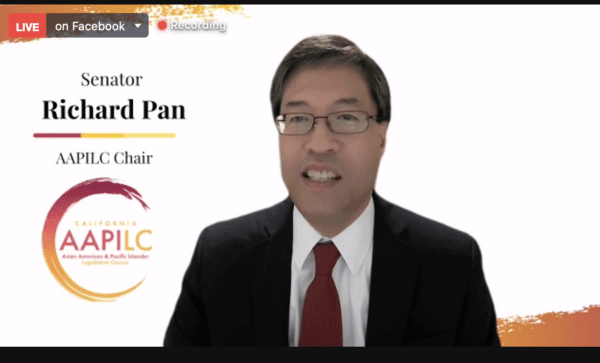 Sen. Richard Pan (D-Sacramento) speaks at a virtual press conference, calling for more funding to hire more Asian-Language teachers in California on June 6, 2022. (Screenshot via The Epoch Times)