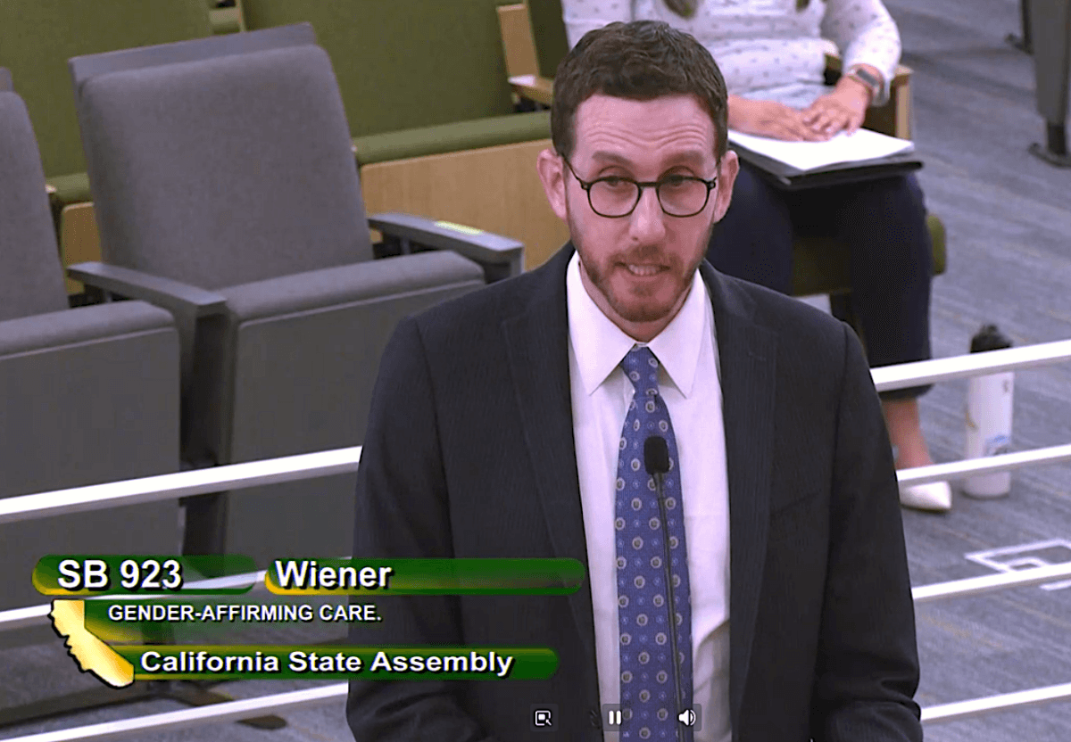 California State Senator Scott Wiener speaks at a hearing in Sacramento on June 21, 2022. (Screenshot via California State Assembly)