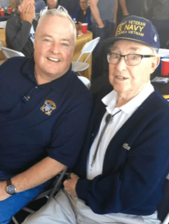 Lewandowski (L) with Rear Admiral (RADM) Shelton, who he helped obtain an honorary Ph.D. (Courtesy of Steve Lewandowski)