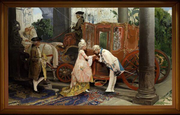 Pageant of the Masters' recreation of 19th century Italian artist Gerolamo Induno's Kiss on the Hand at the "Festival of Arts" venue in Laguna Beach, Calif. (Courtesy of Pageant of the Masters)