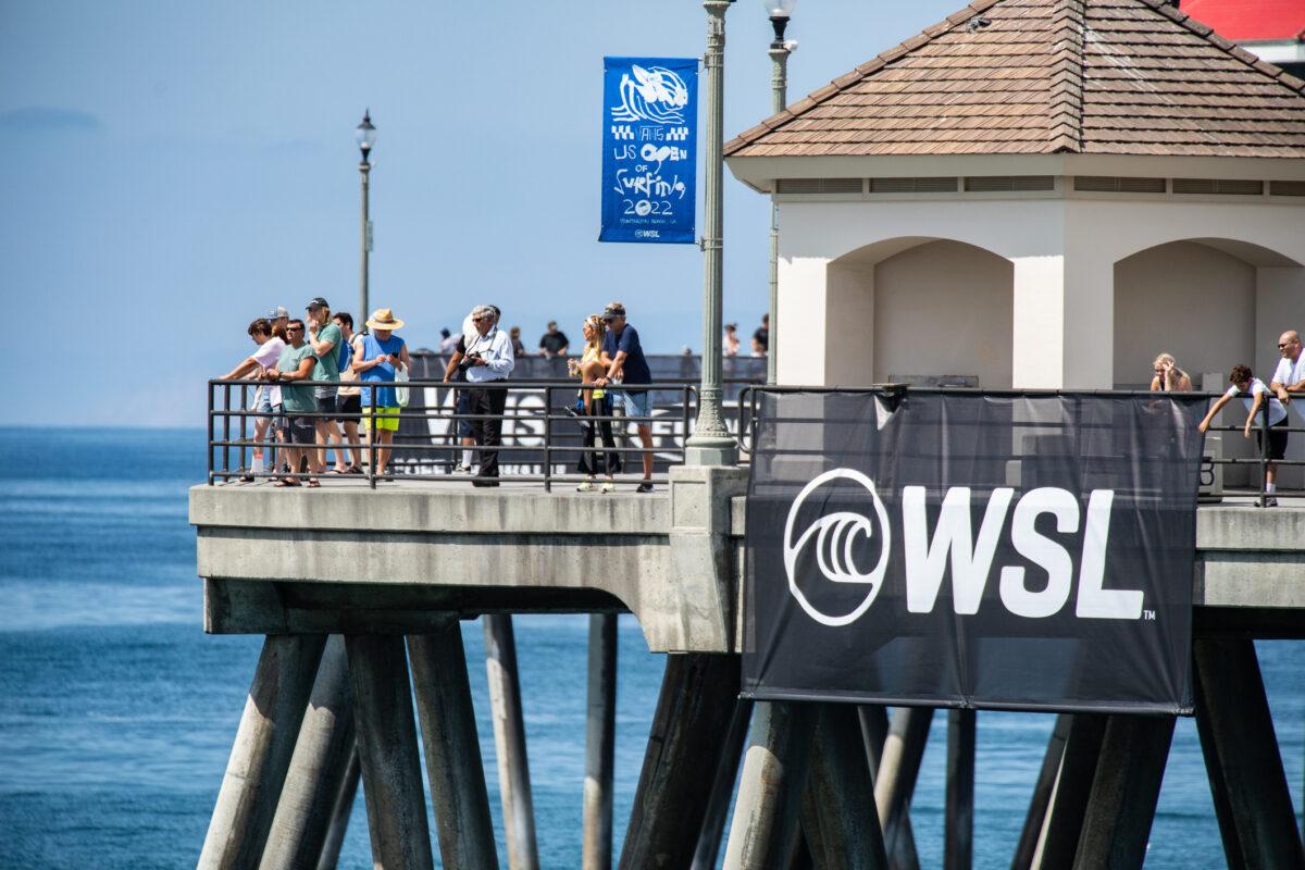 Thousands of people gather for the opening day of the Vans US Open of Surfing in Huntington Beach, Calif., on July 30, 2022. (John Fredricks/The Epoch Times)