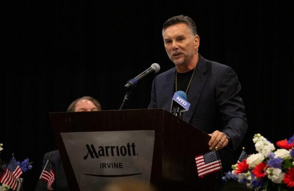 Michael Franzese speaks at the 57th Annual Orange County Mayors' Prayer Breakfast in Irvine, Calif., on Sept. 30, 2022. (John Fredricks/The Epoch Times)
