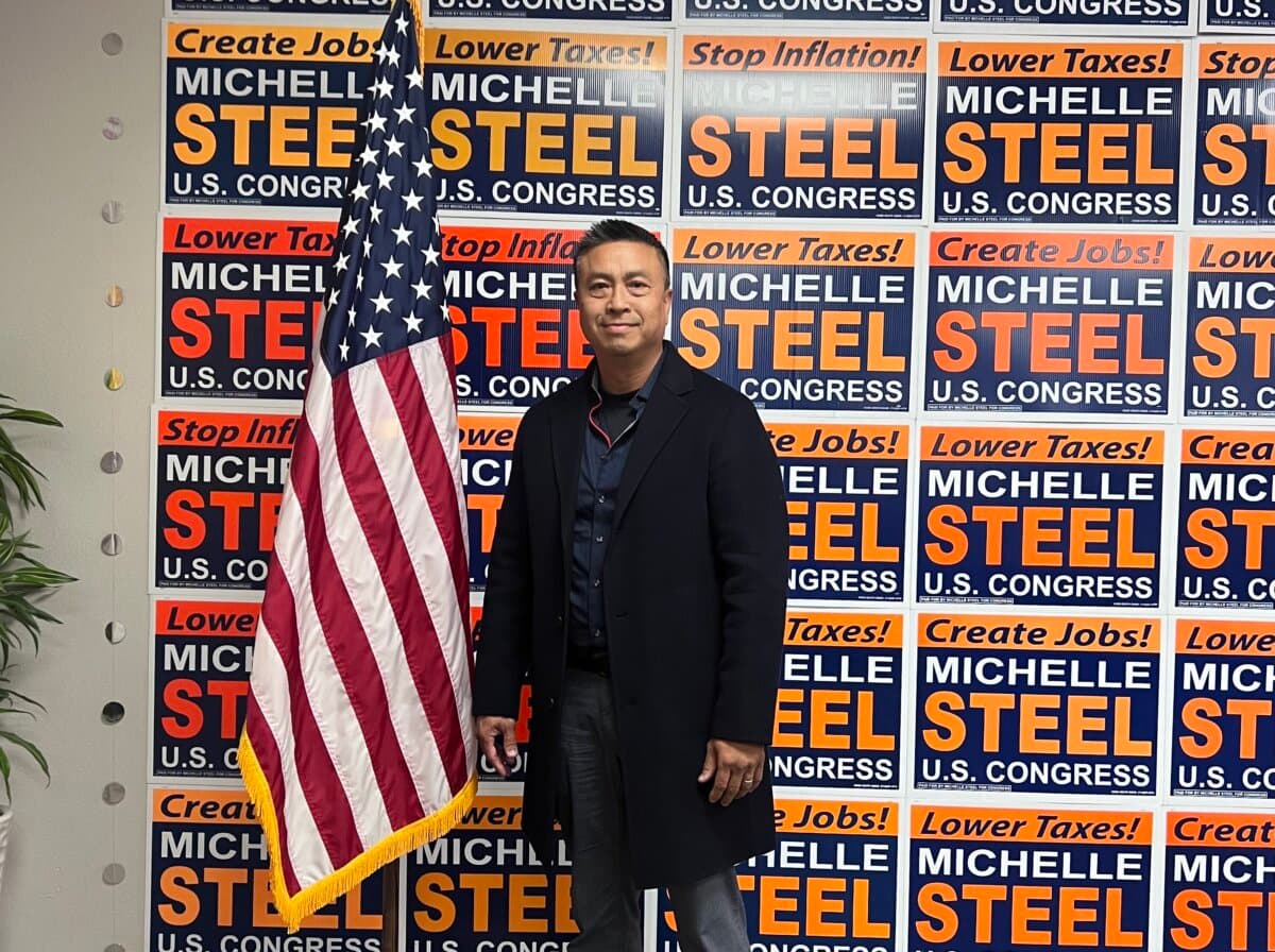 Chuong Vo attends an event in support of 45th District Congressional Republican candidate Rep. Michelle Steel in Buena Park, Calif., on Nov. 8, 2022. (Rudy Blalock/The Epoch Times)