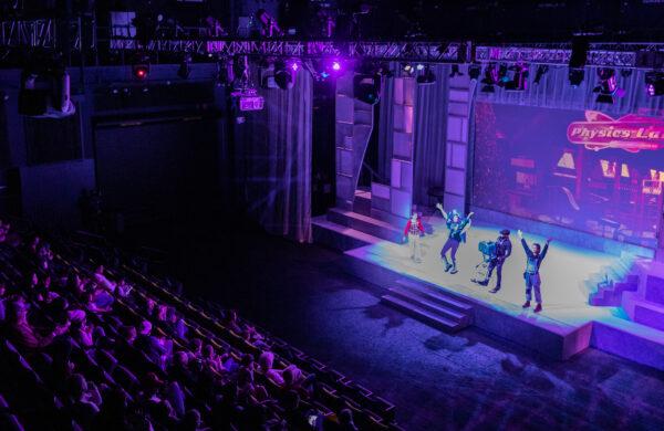 Actors entertain the audience of "The Journey Home" play as a part of the seasonal "Winter Lights Festival" exhibition at the Discovery Cube children's science museum in Santa Ana, Calif., on Dec. 16, 2022. (John Fredricks/The Epoch Times)