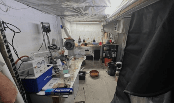 Officers discovered an underground drug lab under a search warrant in Granada Hills, Calif., on Dec. 21, 2022. (Courtesy of Los Angeles Police Department)