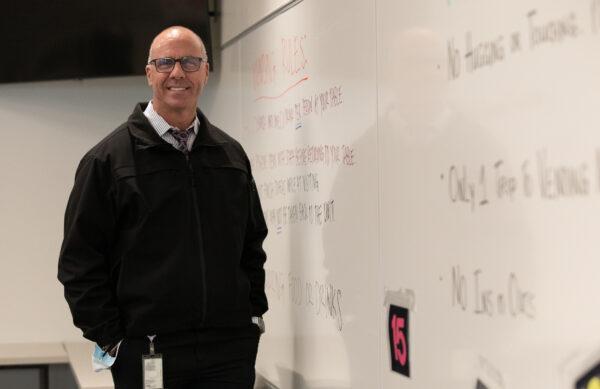 Sanford Rose stands in the visitation area of The County of Orange Probation Department in Orange, Calif., on Jan. 25, 2023. (John Fredricks/The Epoch Times)