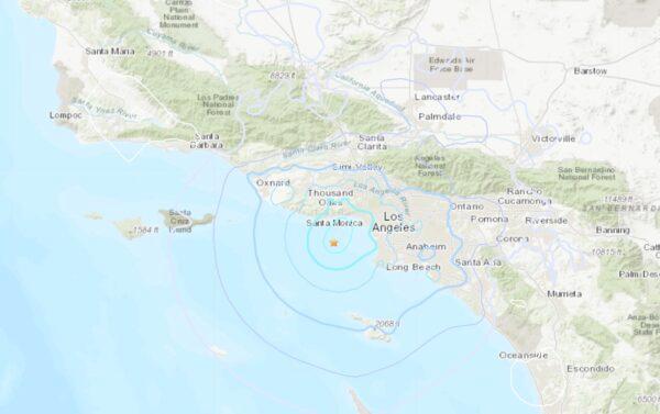 A magnitude-4.2 earthquake struck 10 miles south of Malibu Beach, Calif., at 2 a.m. on Jan. 25, 2023. (Courtesy of the U.S. Geological Survey)