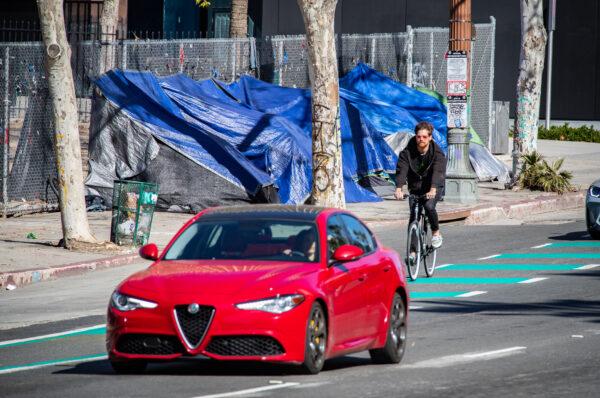 A homeless encampment in Los Angeles, Calif., on Jan 27, 2023. (John Fredricks/The Epoch Times)