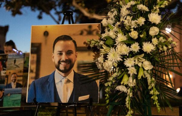 Hundreds attend a candlelight vigil in memory of Orange County Deputy Public Defender Elliot Blair in Orange, Calif., on Jan. 26, 2023. (John Fredricks/The Epoch Times)