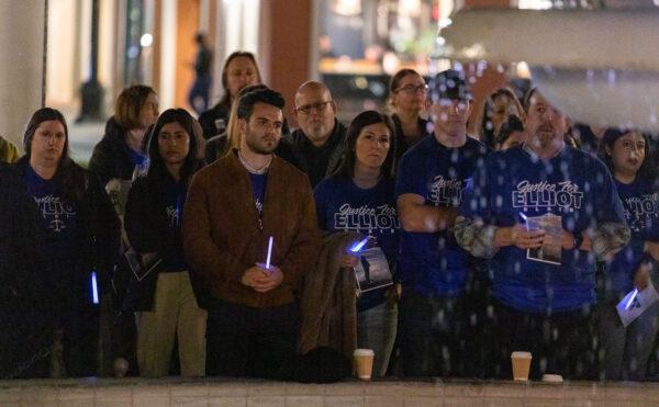 Hundreds attend a vigil in memory of Orange County Deputy Public Defender Elliot Blair in Orange, Calif., on Jan. 26, 2023. (John Fredricks/The Epoch Times)