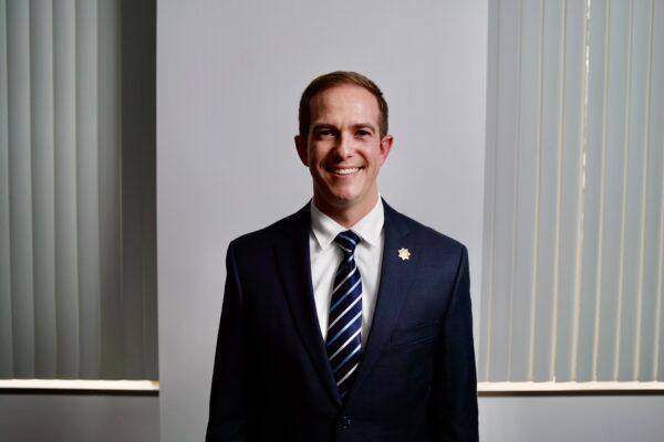Siskiyou County Sheriff Jeremiah LaRue in Irvine, Calif., on Feb. 24, 2023. (David Skelnik/The Epoch Times)