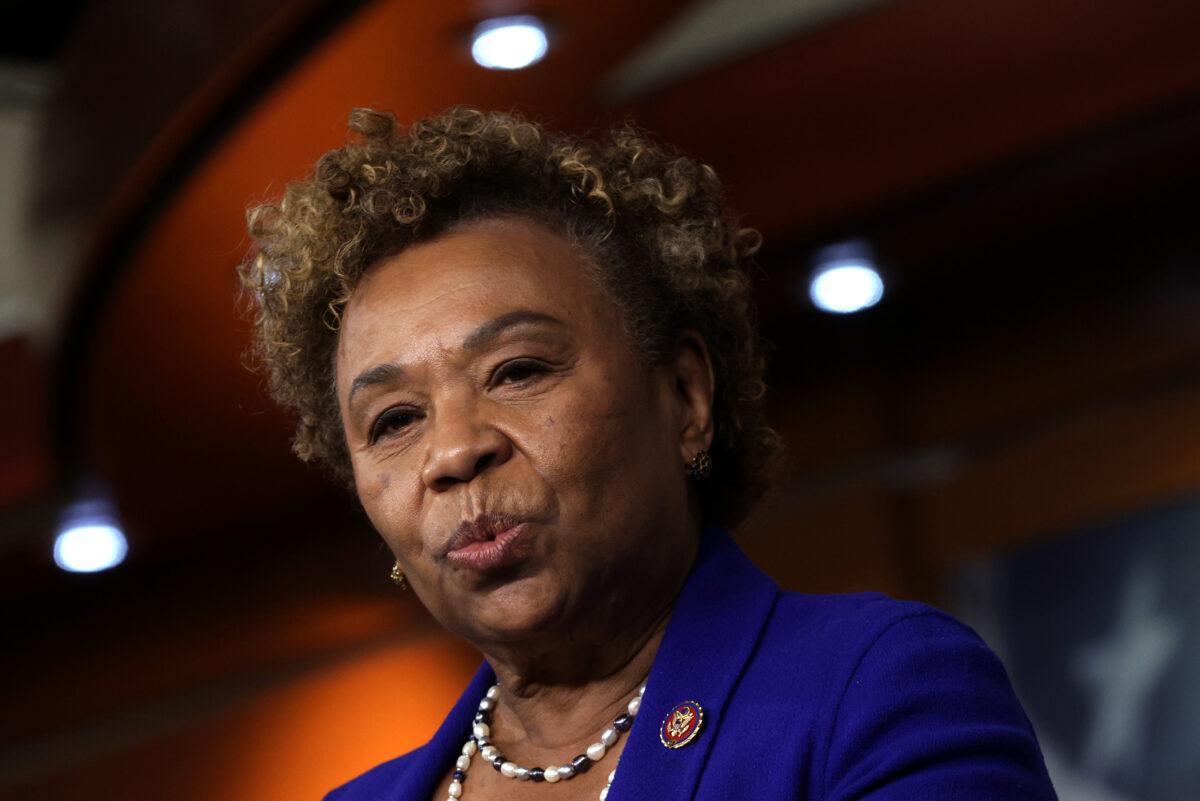 Rep. Barbara Lee, D-Calif., speaks during a news conference at the U.S. Capitol in Washington on Dec. 8, 2021. (Alex Wong/Getty Images)