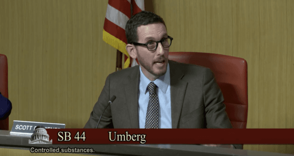 California state Sen. Scott Wiener (D-San Francisco) speaks at a Public Safety Committee hearing in Sacramento on March 28, 2023. (Screenshot via California State Senate)