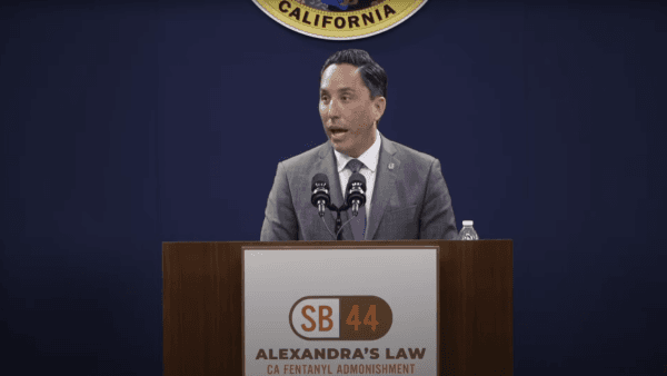 San Diego Mayor Todd Gloria speaks at a press conference in Sacramento, on March 28, 2023. (Screenshot via YouTube/California Senate Democrats)
